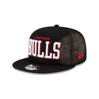 Black Chicago Bulls Hat - New Era NBA Faded 9FIFTY Snapback Caps USA9283047